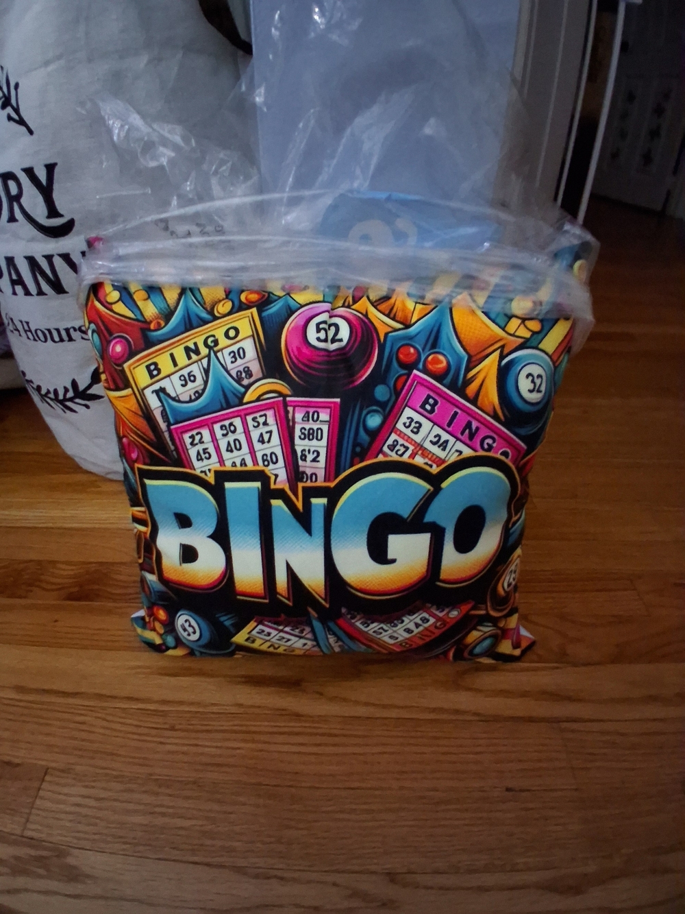 Bingo Themed Throw Pillow - Colorful Game Design